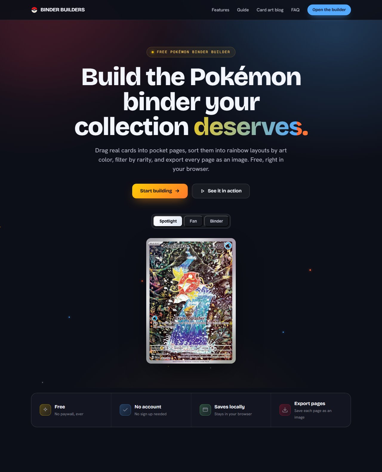 Binder Builders website